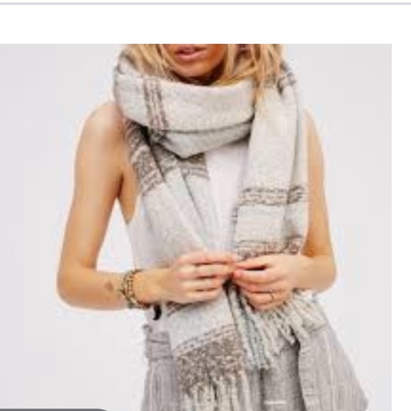 Free People Loveland Plaid Fringe Scarf